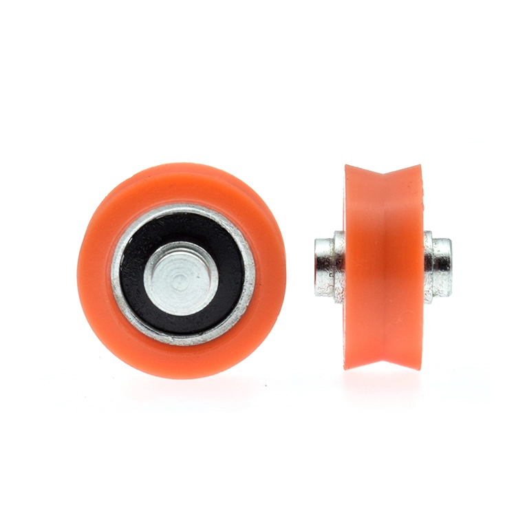 V Groove Orange Nylon Roller Bearing Wheel Untuk Perabotan 6 * 21 * 8mm