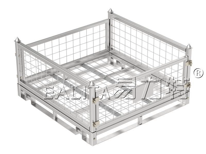 Heavy Duty Stacking Pallet Penyimpanan Logam Dilipat Wire Mesh Stillage Cage M-PCMH-03-P