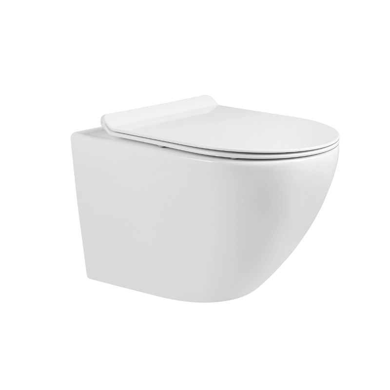 Desain Modern Toilet Keramik Putih yang Dipasang di Dinding
