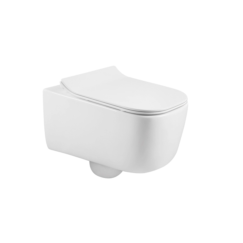 Desain Modern D Bentuk White Wall Mounted Toilet