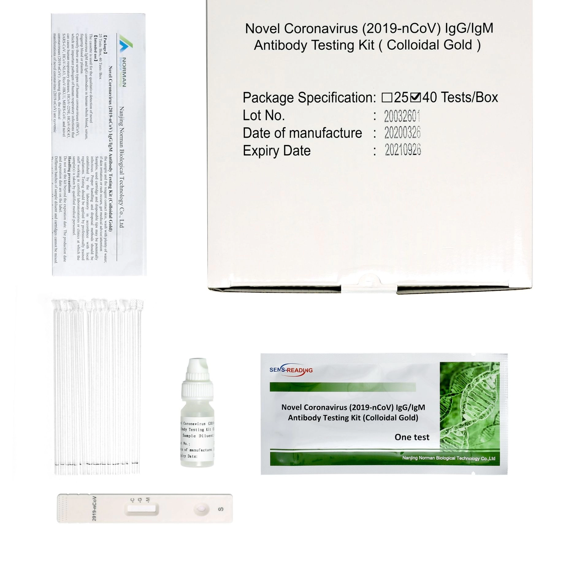 Kit Pengujian Antibodi IgG/IgM Novel Coronavirus (2019-nCoV) (Koloid Emas)