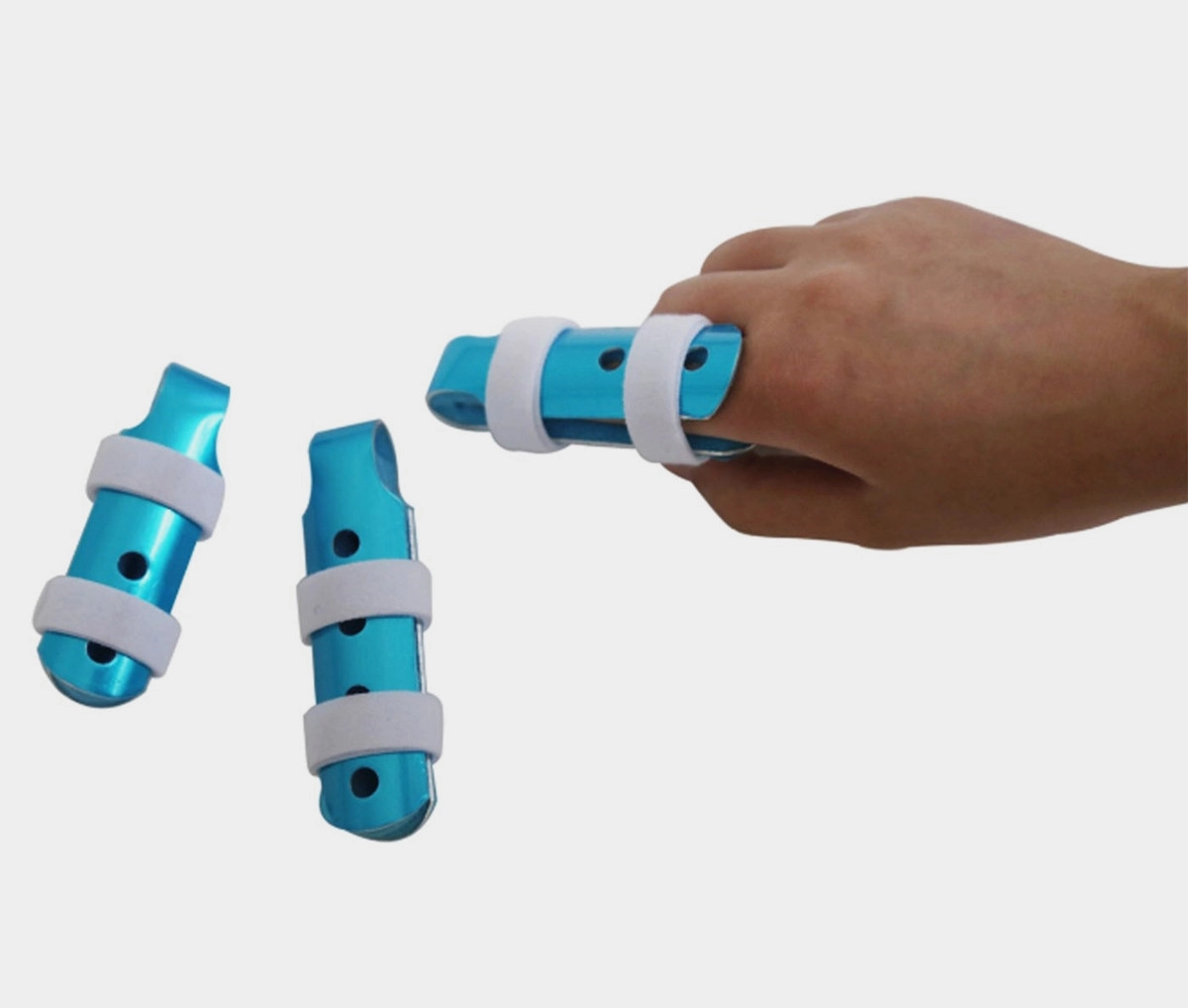 Adjustable Aluminium Cot Finger splint braces dengan atau tanpa tali untuk perlindungan atau imobilisasi