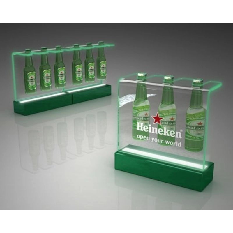 Stand display led akrilik tepi yang disesuaikan untuk tampilan botol bir