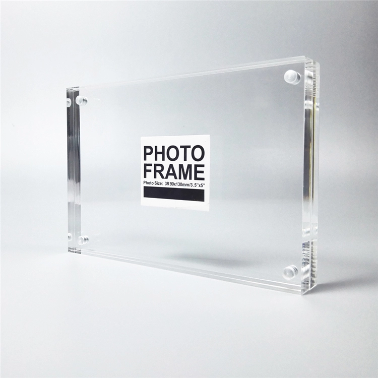 Blok bingkai foto magnetik akrilik transparan dua sisi berdiri bebas