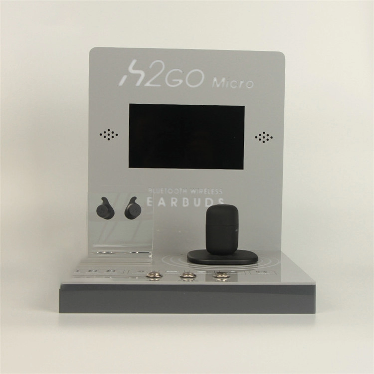 Rak display earphone LCD pabrik rak display earphone Bluetooth akrilik yang disesuaikan