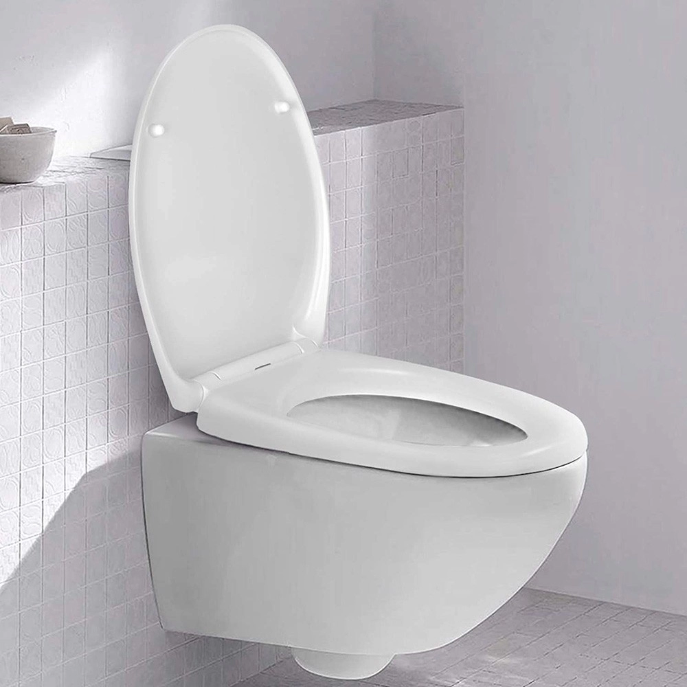 Kursi toilet klasik bundar yang dibungkus Duroplast berwarna putih