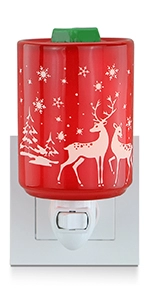 Red Reindeer Pluggable Fragrance Ceramic Wax Melt Night Light Warmer