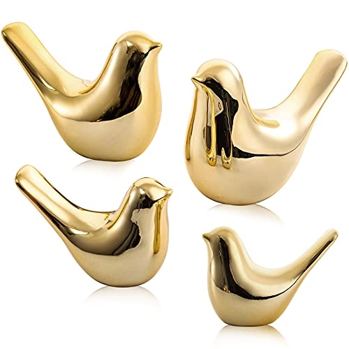Desktop Furnitur Dekorasi Rumah Burung Keramik Dengan Emas