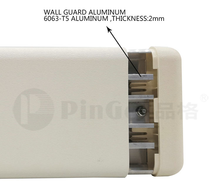 Pelindung rel bumper dinding 4" (102mm) memanjang 1" (25mm) dari dinding