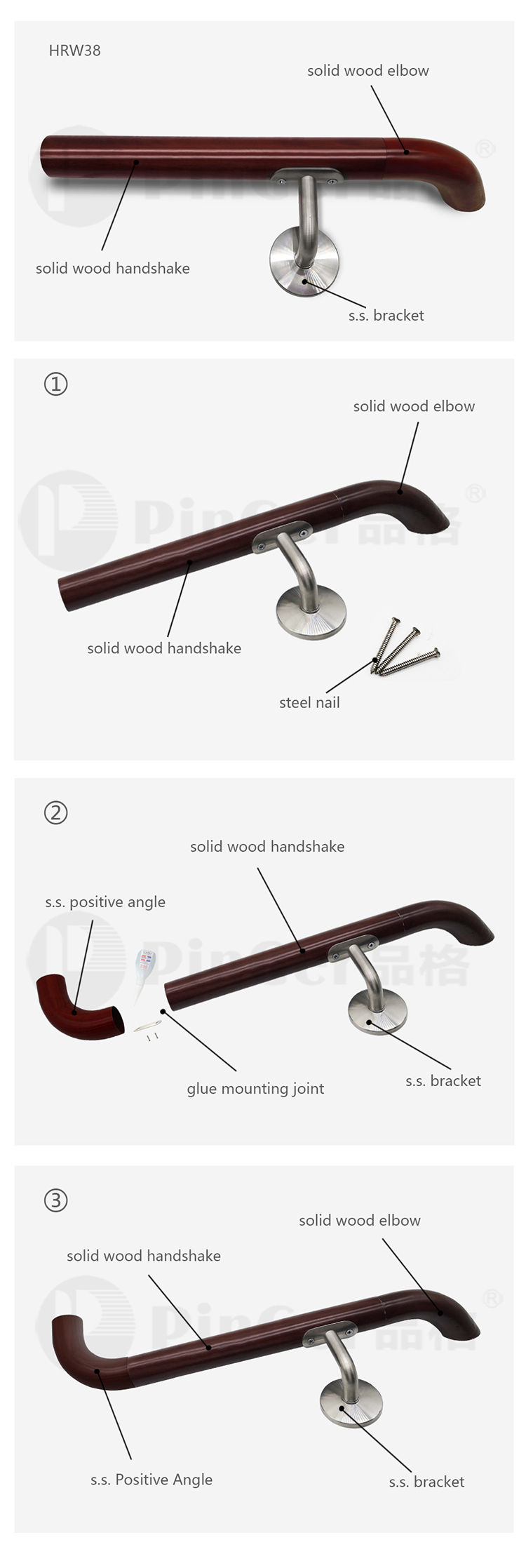 Hospital Corridor Solid Wood Crash Handrail