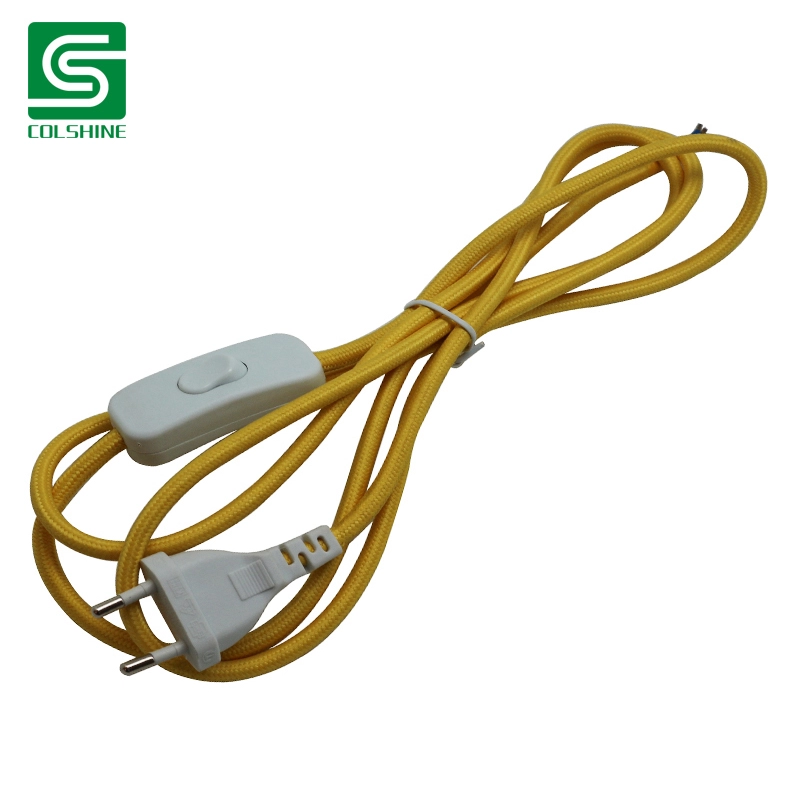 Kabel Listrik Kabel Tekstil Dengan Euro Plug dan Inline Switch