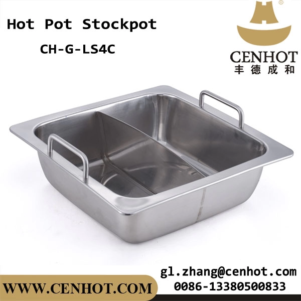 CENHOT Square Stainless Steel Hot Pot Dengan Pembagi Untuk Restoran