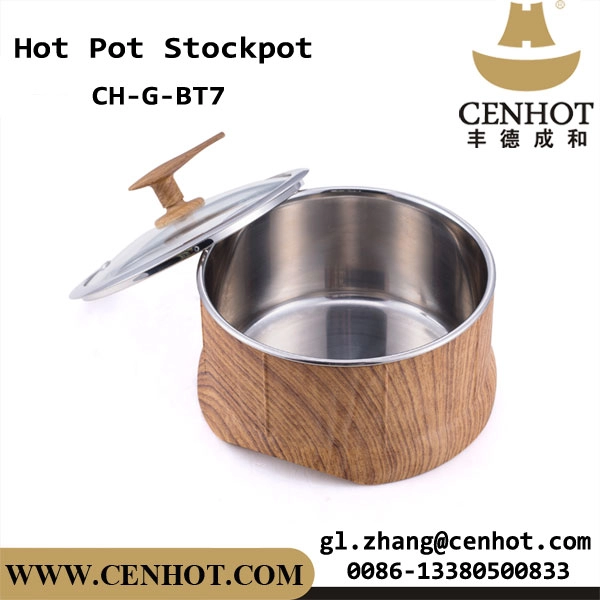 Pot Stok Restoran Stainless Steel CENHOT Dengan Lapisan Kayu
