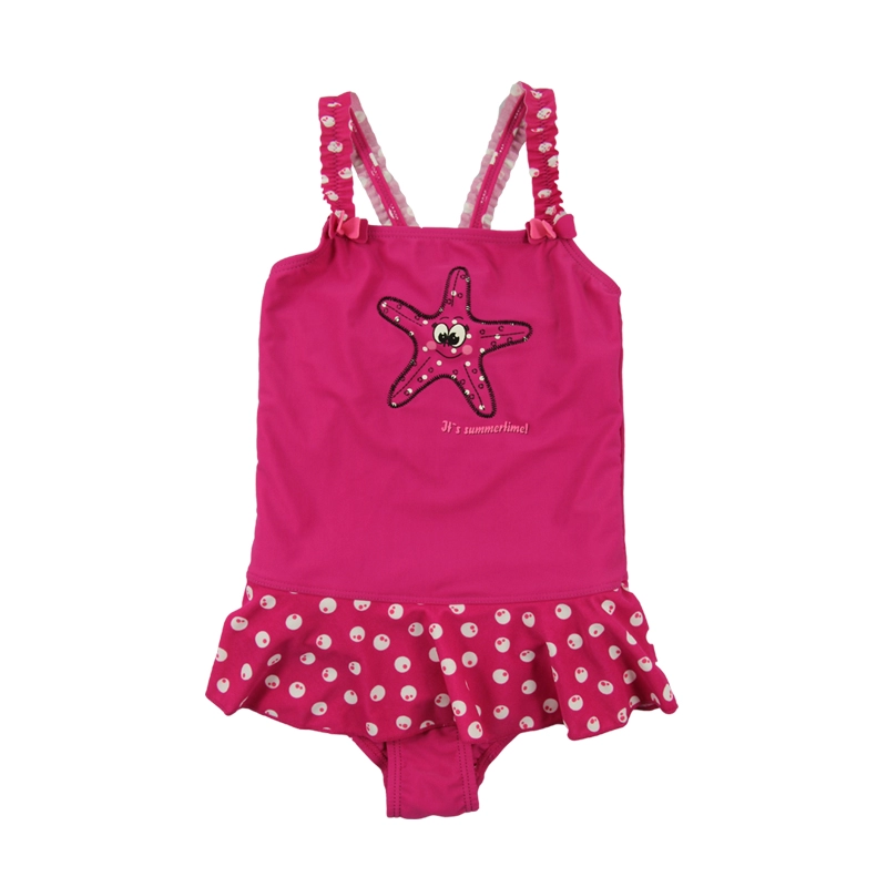 Baju Renang Anak Perempuan Satu Potong Warna Merah Solid Starfish