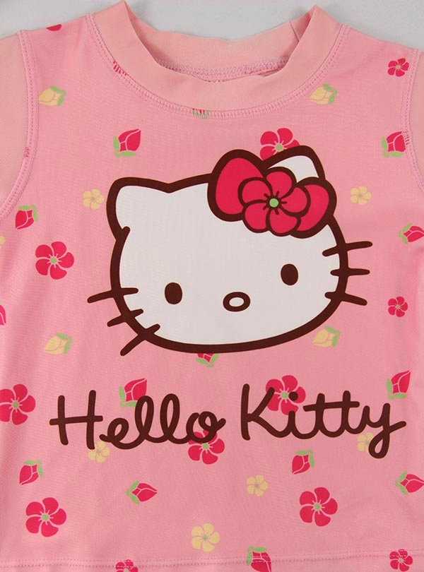 Kaos Rashguard Anak Perempuan Hello Kitty Merah Muda