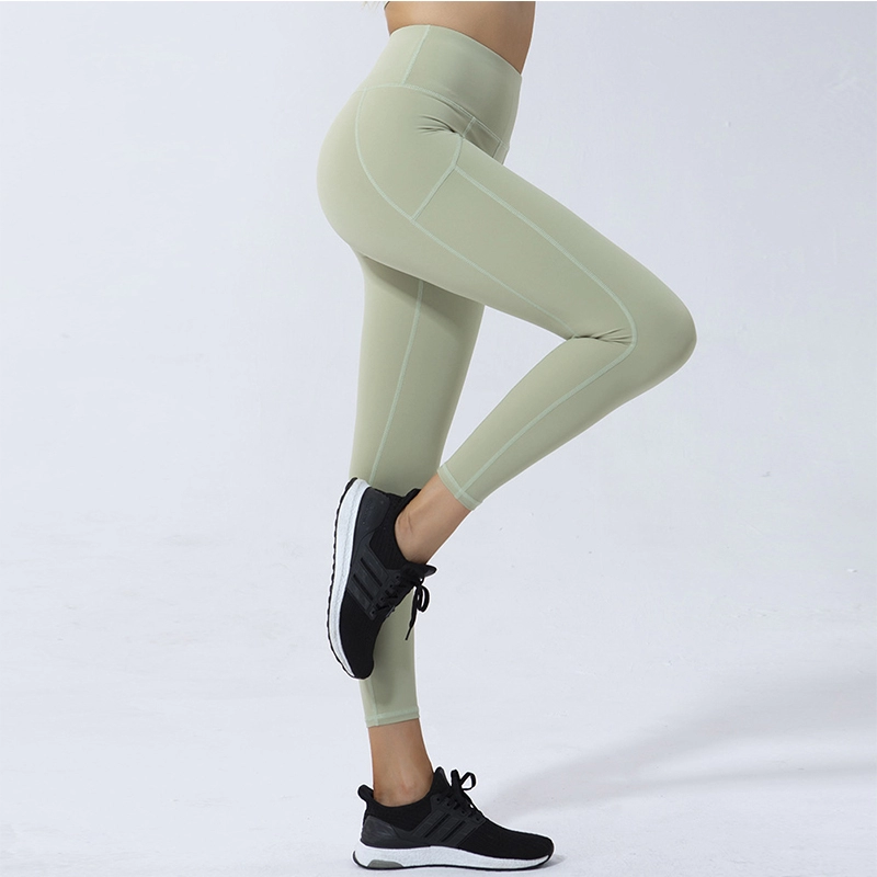 Celana Yoga Elastis Pinggang Tinggi Legging Wanita Kain Pengamplasan