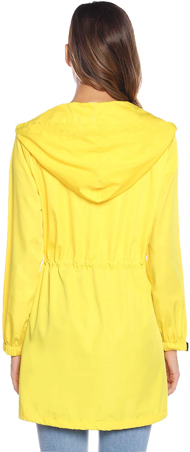 hooded drawstring waist raincoat