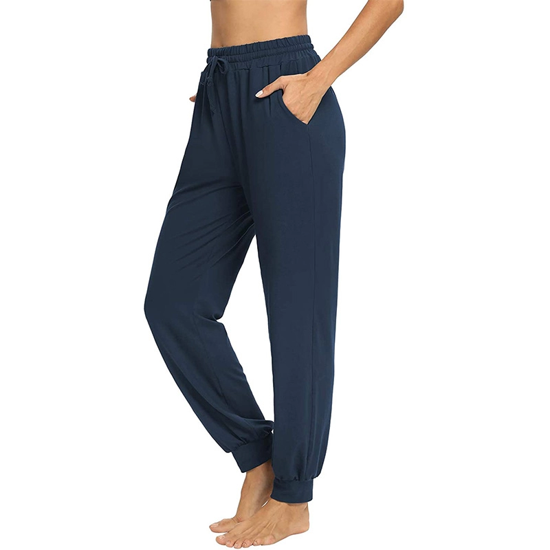 Celana Olahraga Yoga Wanita dengan Kantong Latihan Serut Celana Jogger Lounge Celana Kasual Atletik Lari