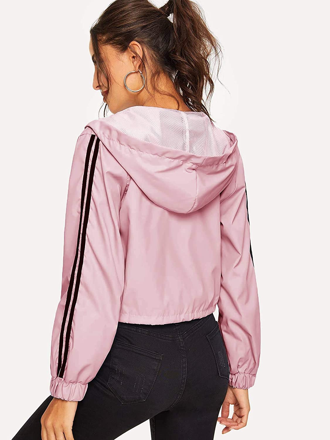 pink windbreaker with hood