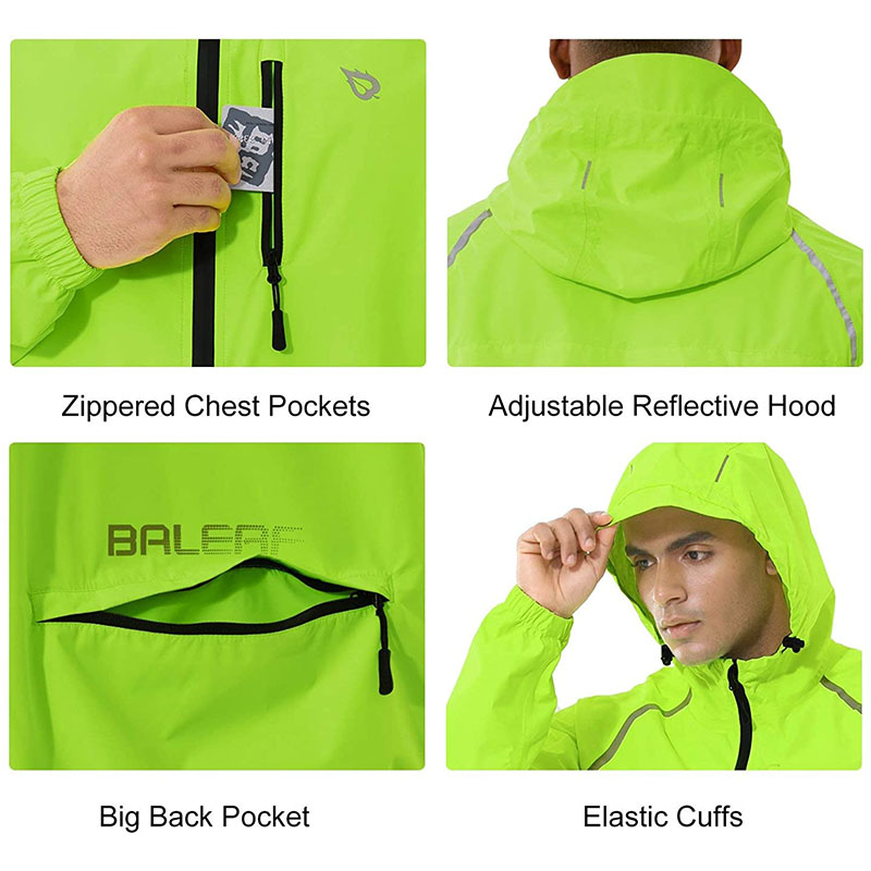 fluorescent yellow packable men's running jackets