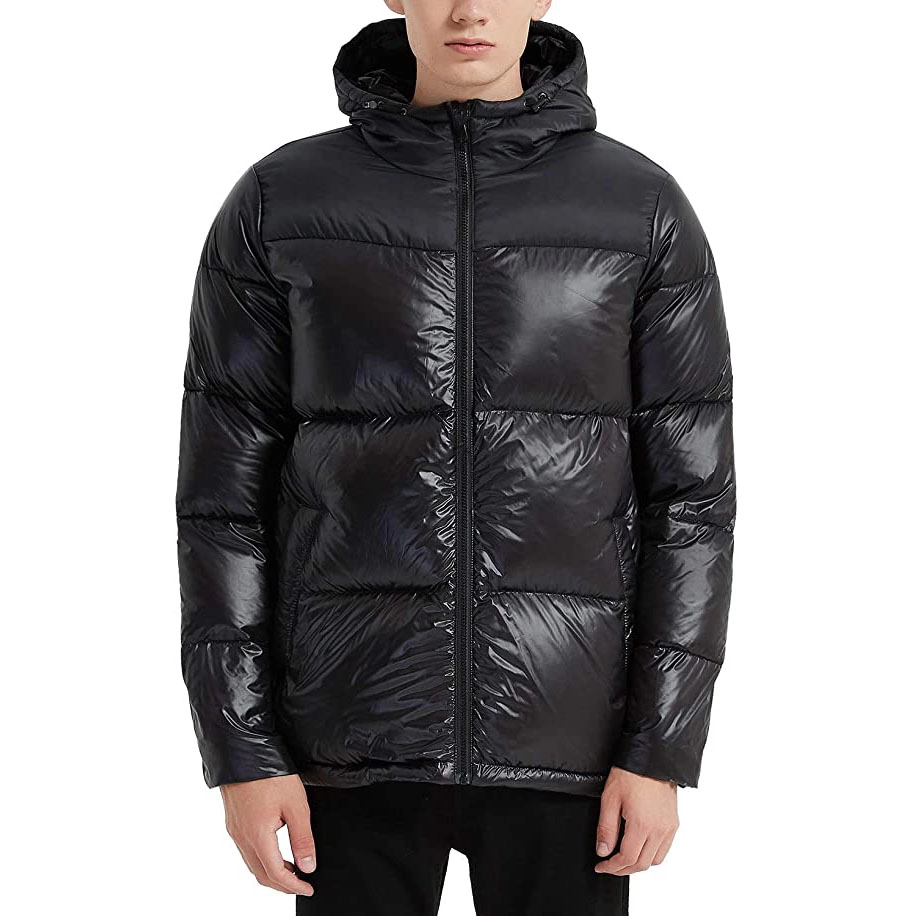 Jaket Puffer Bertudung Pria Jaket Ringan Tahan Air Mantel Musim Dingin yang Dapat Dikemas