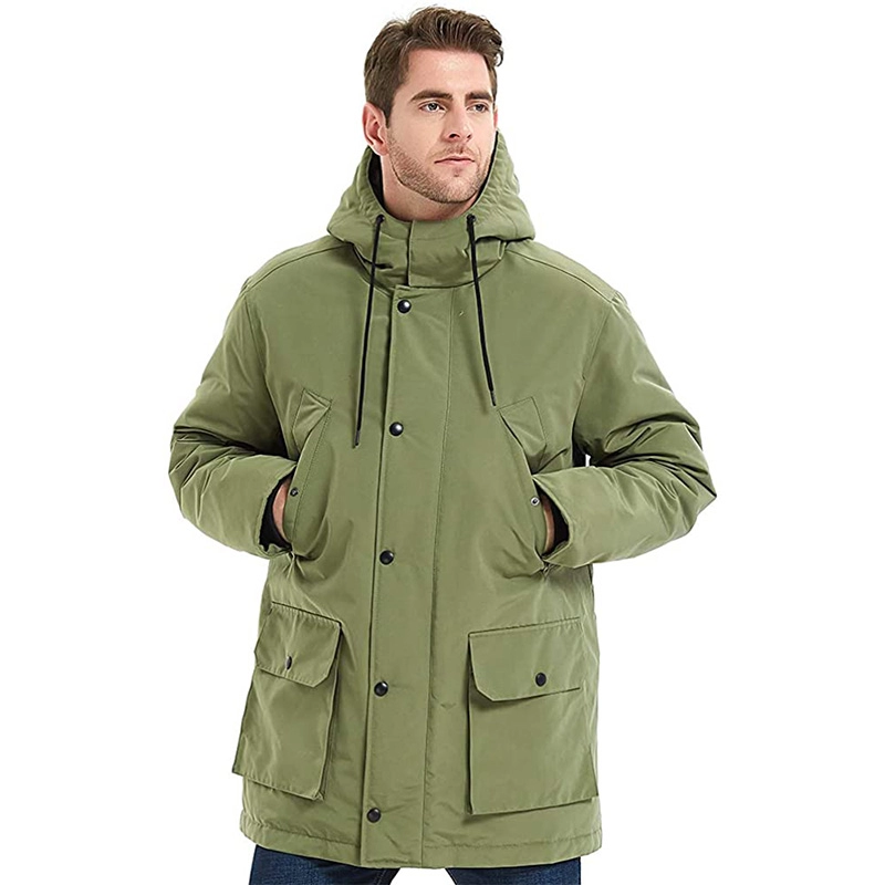 Jaket luar musim dingin yang tebal untuk pria dengan mantel santai bertudung