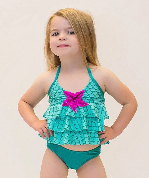 Baju Renang Bayi Perempuan Halter Tankini Baju Renang Green Mermaid Dress