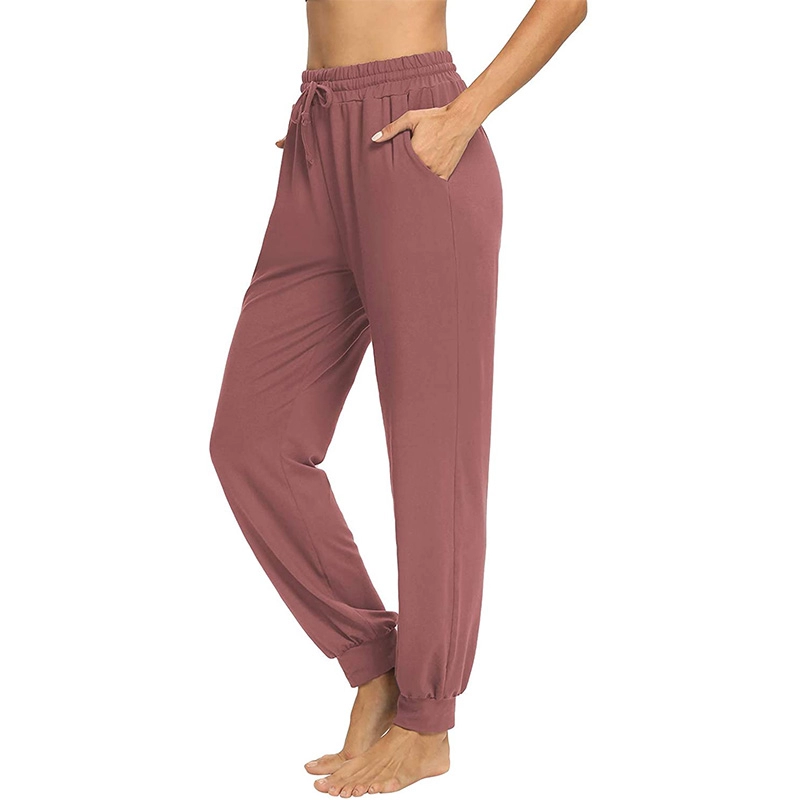 Celana Olahraga Yoga Wanita dengan Kantong Latihan Serut Celana Jogger Lounge Celana Kasual Atletik Lari