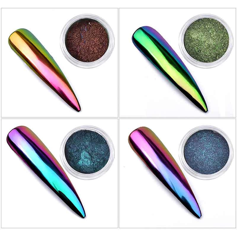 Perubahan warna multi chrome color shift eyeshadow bunglon pigmen mika bubuk