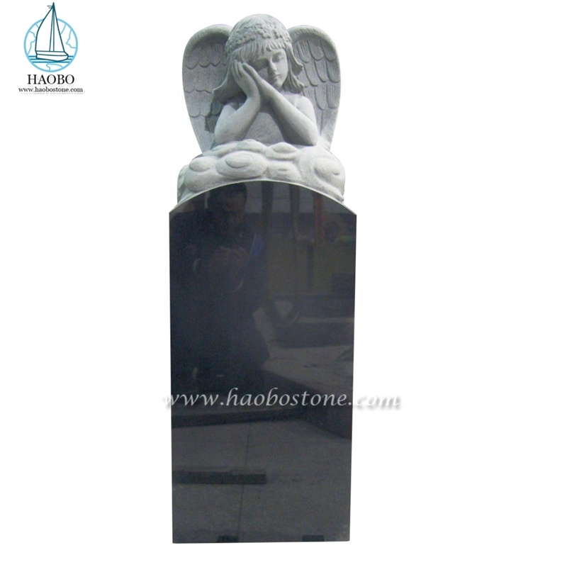 India Black Granite Sleeping Angel Upright Nisan