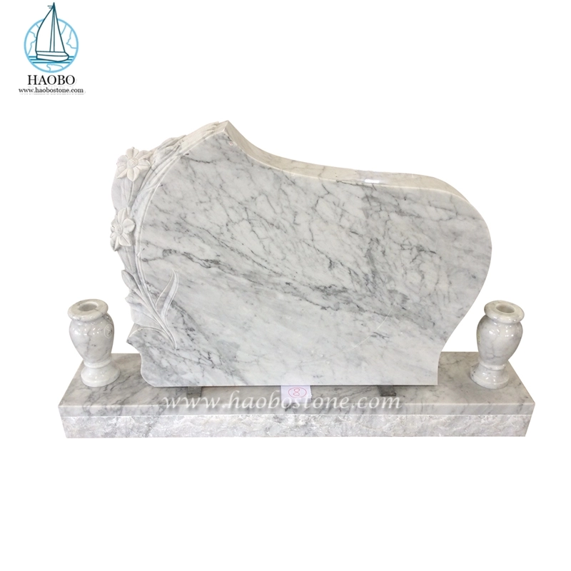 Haobo Stone Marmer Carrara White Lily Ukiran Nisan