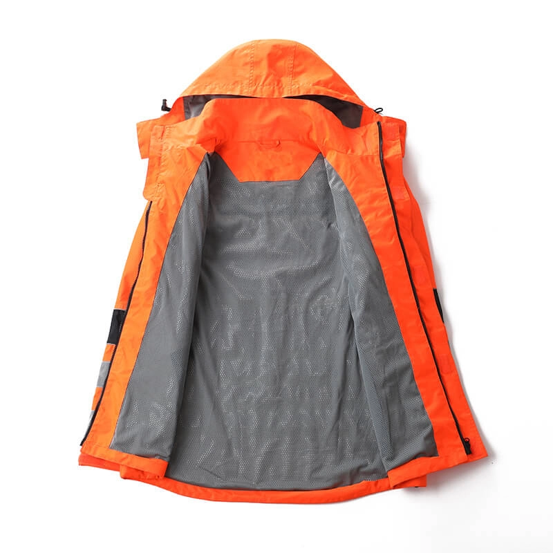 Pakaian Kerja Hi Vis Oranye Reflektif Tahan Air Pria