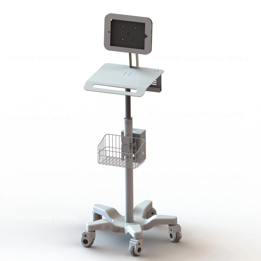 9.7/10.2 Inch Ipad Telehealth Tablet Medical Cart dengan kunci