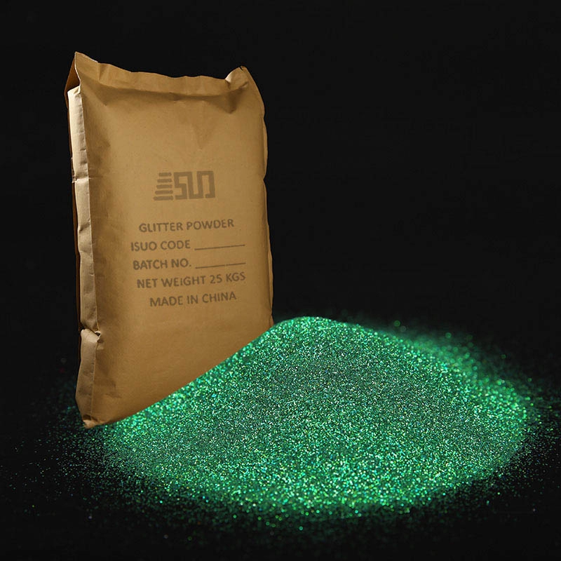 Bubuk glitter segi enam hijau hologram kompetitif