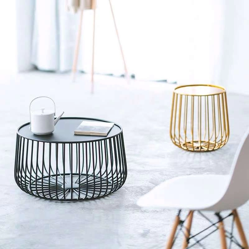 SWT Home Furniture Modern Simple Metal Wire Drum Side Tables