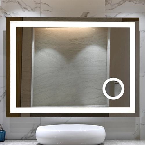 Cermin kamar mandi dengan lampu LED dengan pembesar 5x