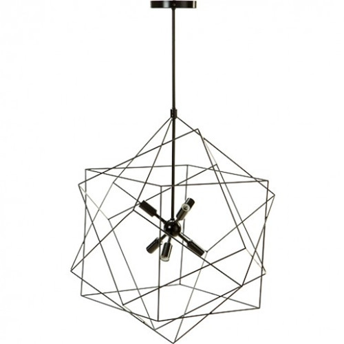 Lampu gantung sangkar geometris hitam modern