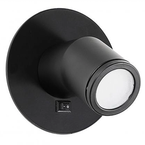 Lampu baca LED headboard mini bulat hitam dengan sakelar