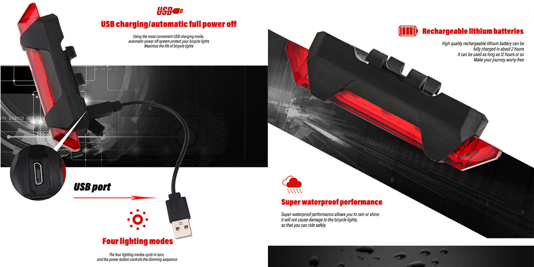 Rechargeable led light for bikes