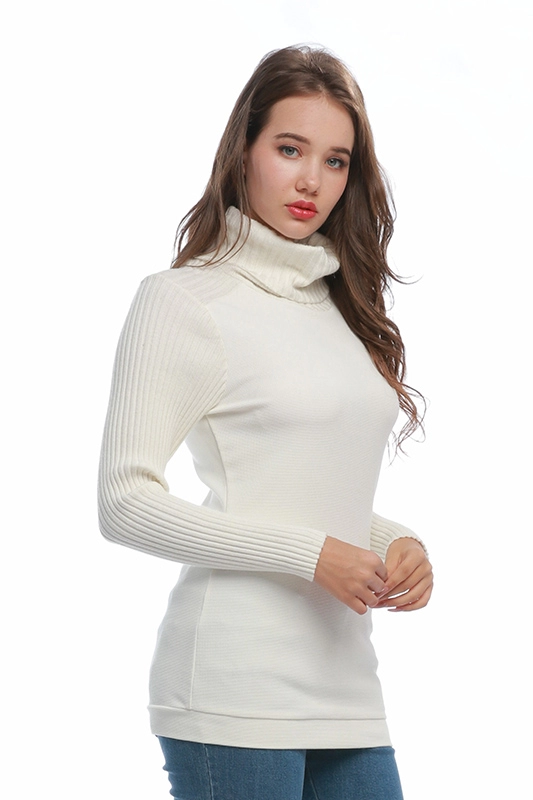 Klasik Putih Musim Gugur Lengan Panjang Turtleneck Wanita Sweater Rajut Pullover Wanita
