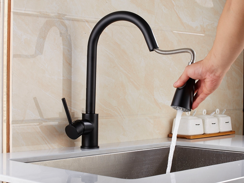 Pull Down Sprayer Spring Kitchen Sink Faucet