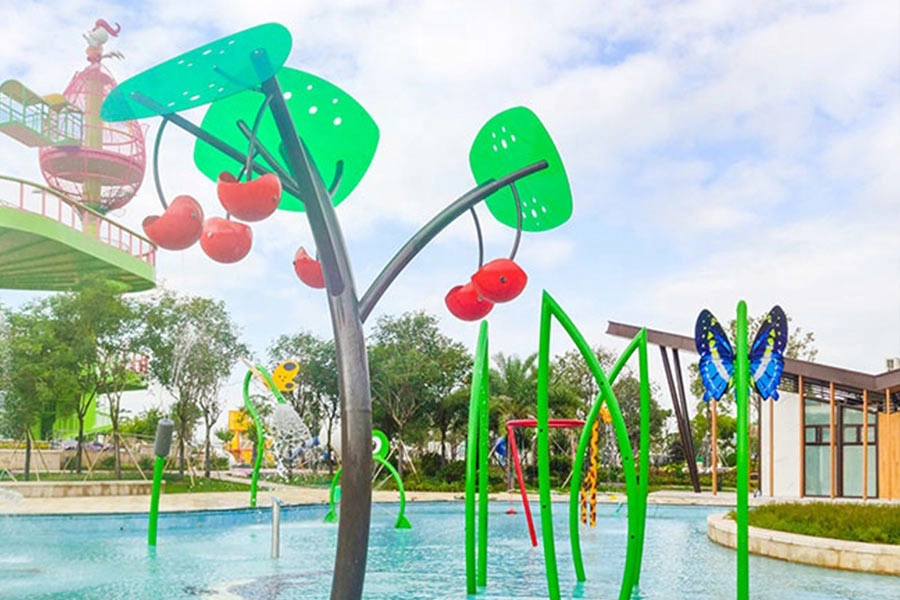 Peralatan splash pad pohon ceri histar untuk taman air permainan anak-anak