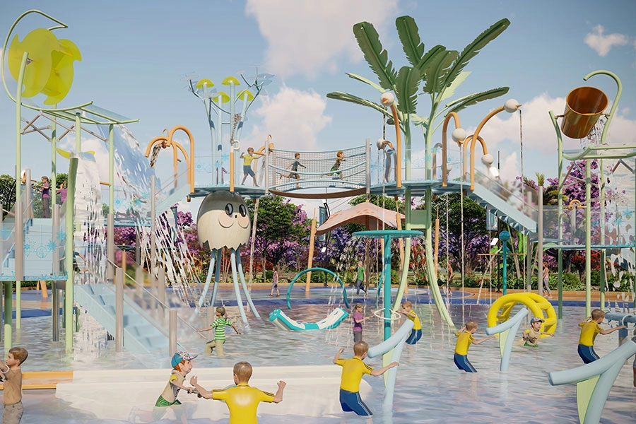Desain Kolam Renang Splash Pad Playground