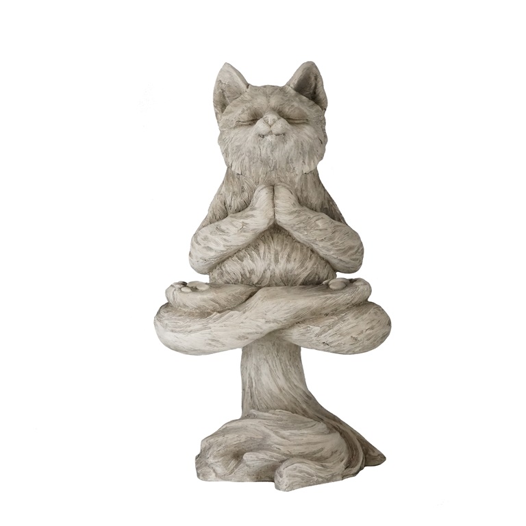 meditating cat statue
