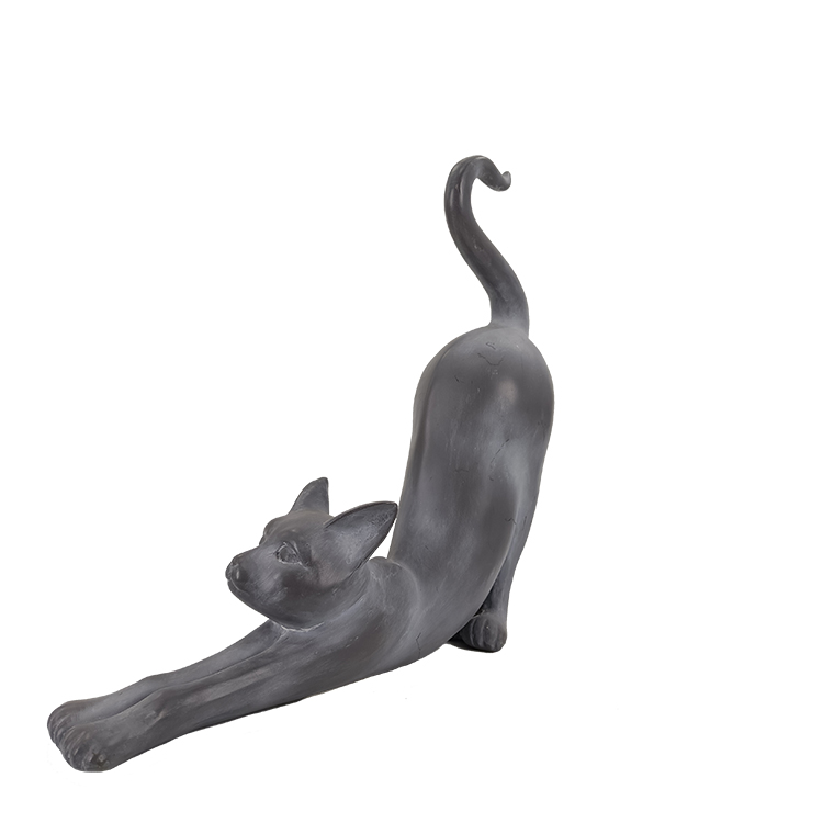 patung kucing resin streching