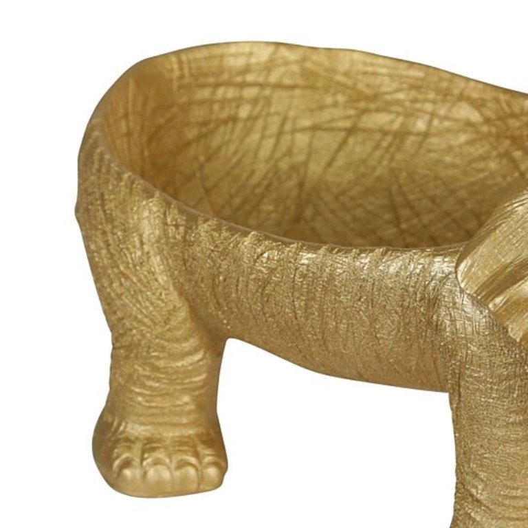 Mangkuk Dekoratif Resin dengan Tubuh Gajah Terompet, Emas