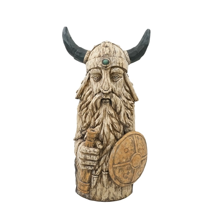 Bajak Laut Viking Kayu Apung dengan Patung Perisai untuk Dekorasi