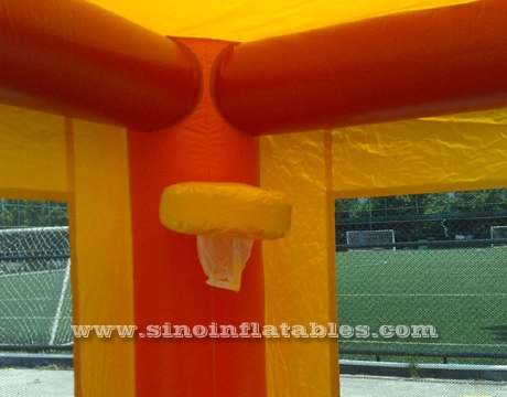 4in1 komersial pelangi balon anak-anak rumah bouncing tiup dengan slide untuk kesenangan luar ruangan yang terbuat dari pabrik tiup Cina