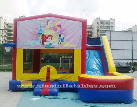 Rumah bouncing kombo tiup putri anak-anak dengan slide yang terbuat dari bahan bebas timah dari Guangzhou Inflatables