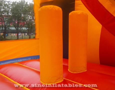 5in1 komersial anak-anak tiup combo bouncing rumah dengan slide, ring basket N rintangan di dalam